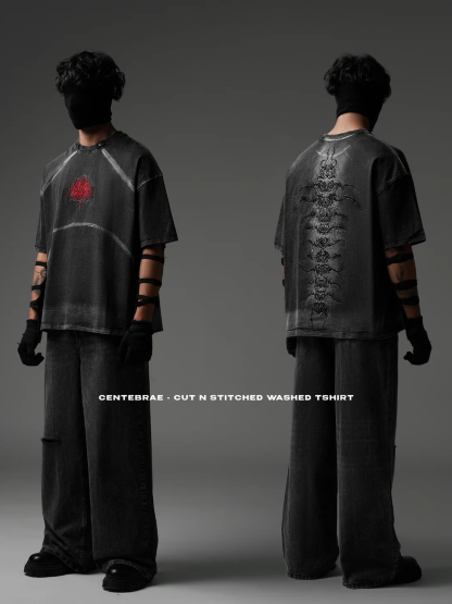 "CENTIPEDE" WASHED TEE-OSI