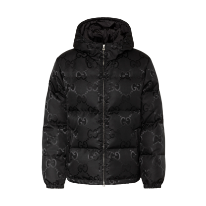 Gucci Hooded Down Jacket Black Canvas