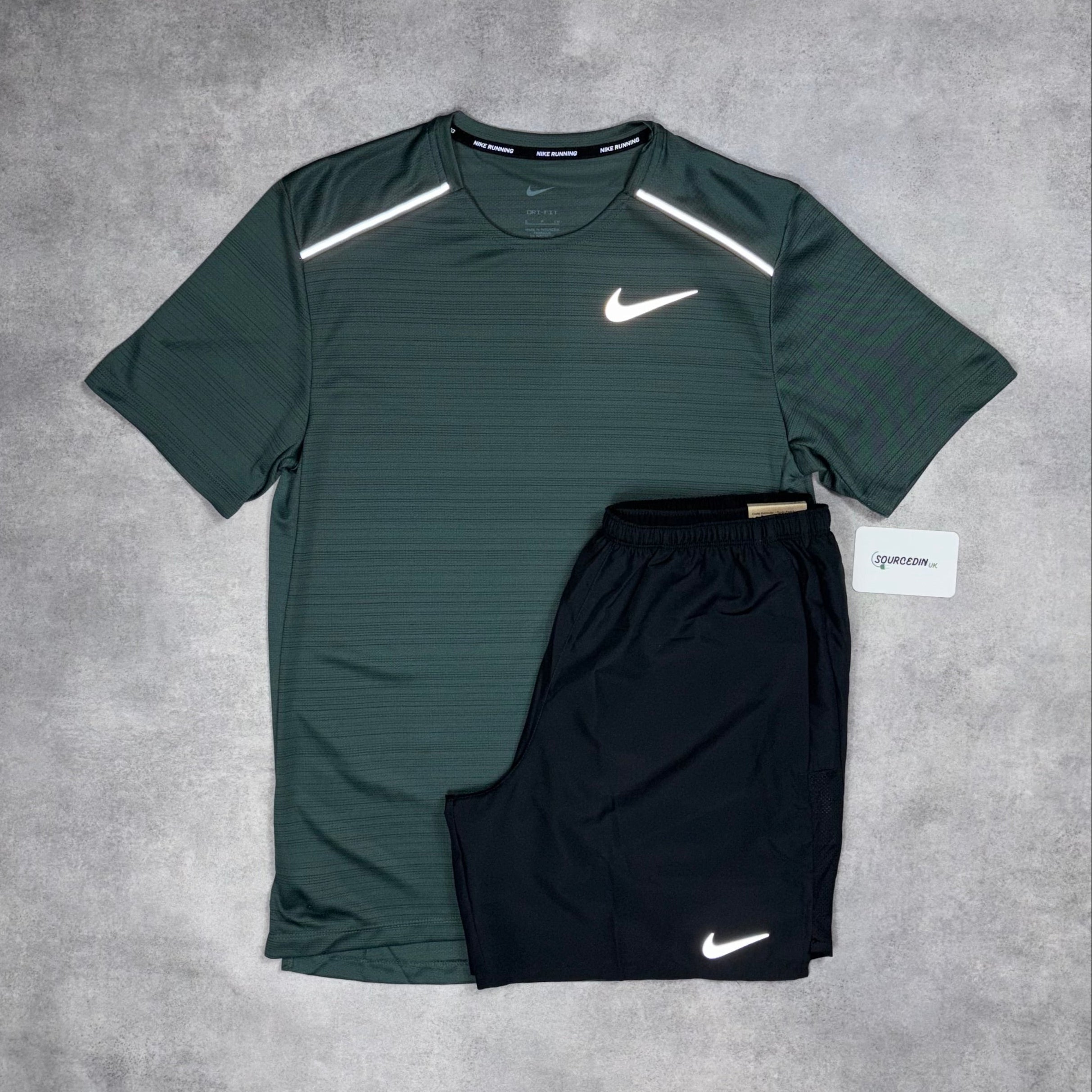 Miler T-Shirt Vintage Green & Grey/Black 7" Flex/Challenger Short Set-OSI