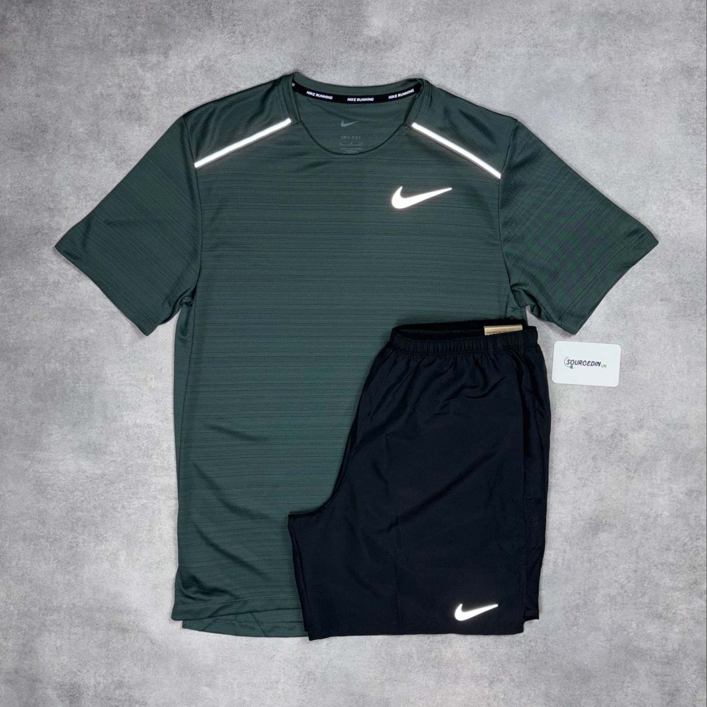 Miler T-Shirt Vintage Green & Grey/Black 7" Flex/Challenger Short Set-OSI