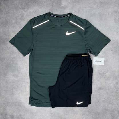 Miler T-Shirt Vintage Green & Grey/Black 7" Flex/Challenger Short Set-OSI