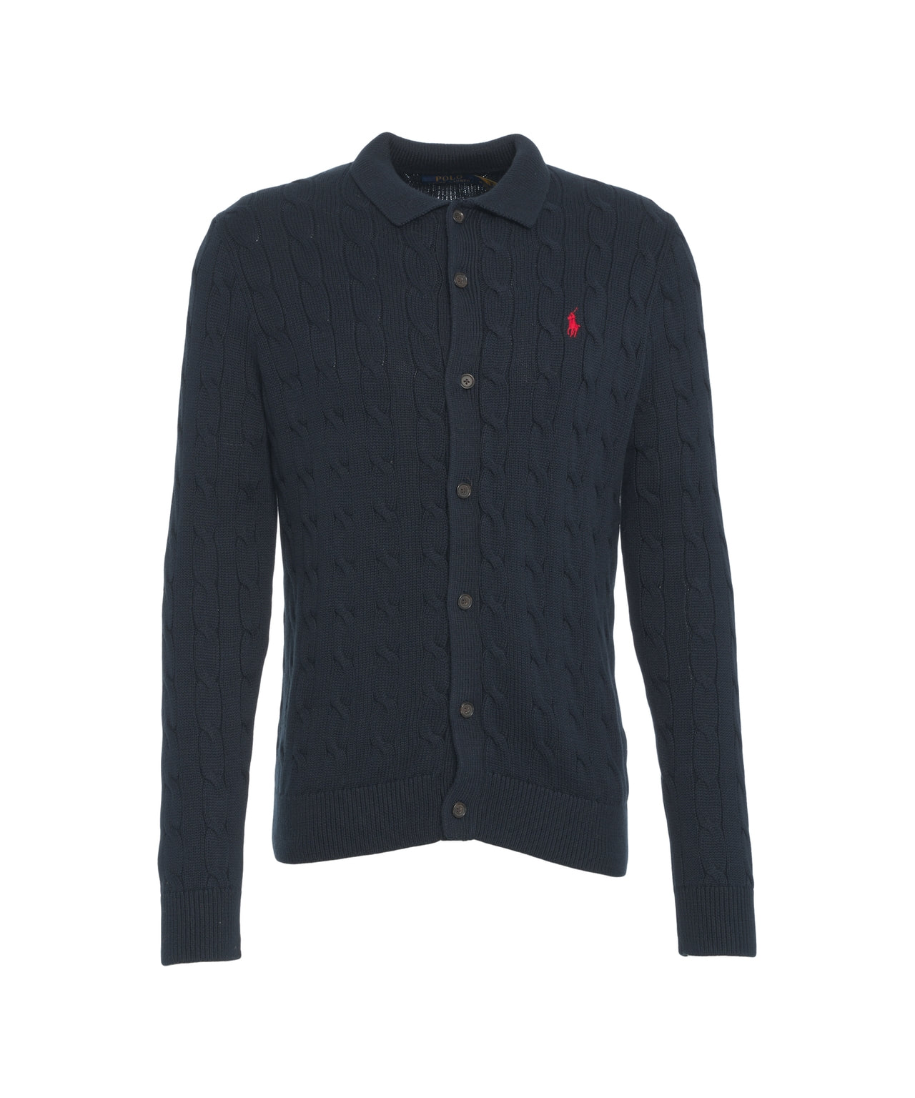 POLO  Classic Cable Knit Cardigan with Embroidered Logo for Men-OSI