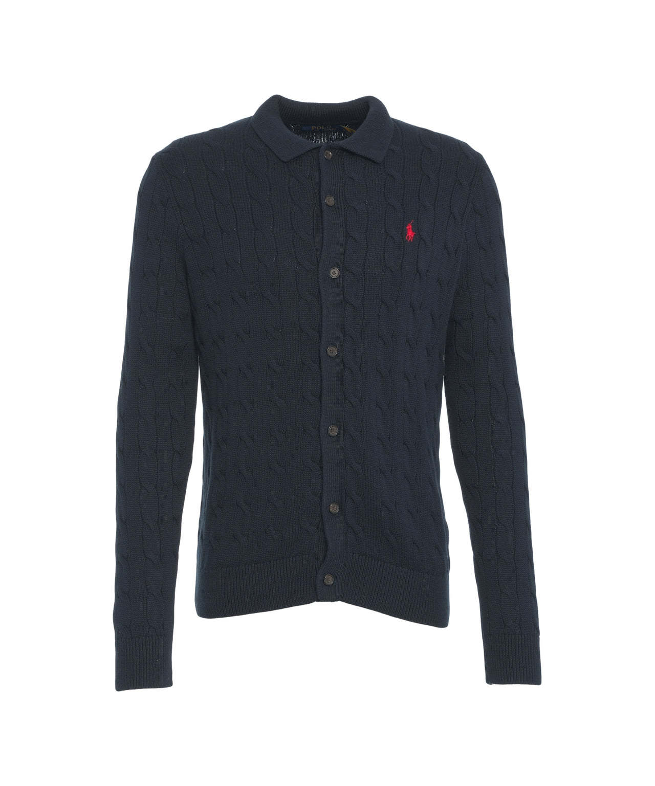 POLO  Classic Cable Knit Cardigan with Embroidered Logo for Men-OSI