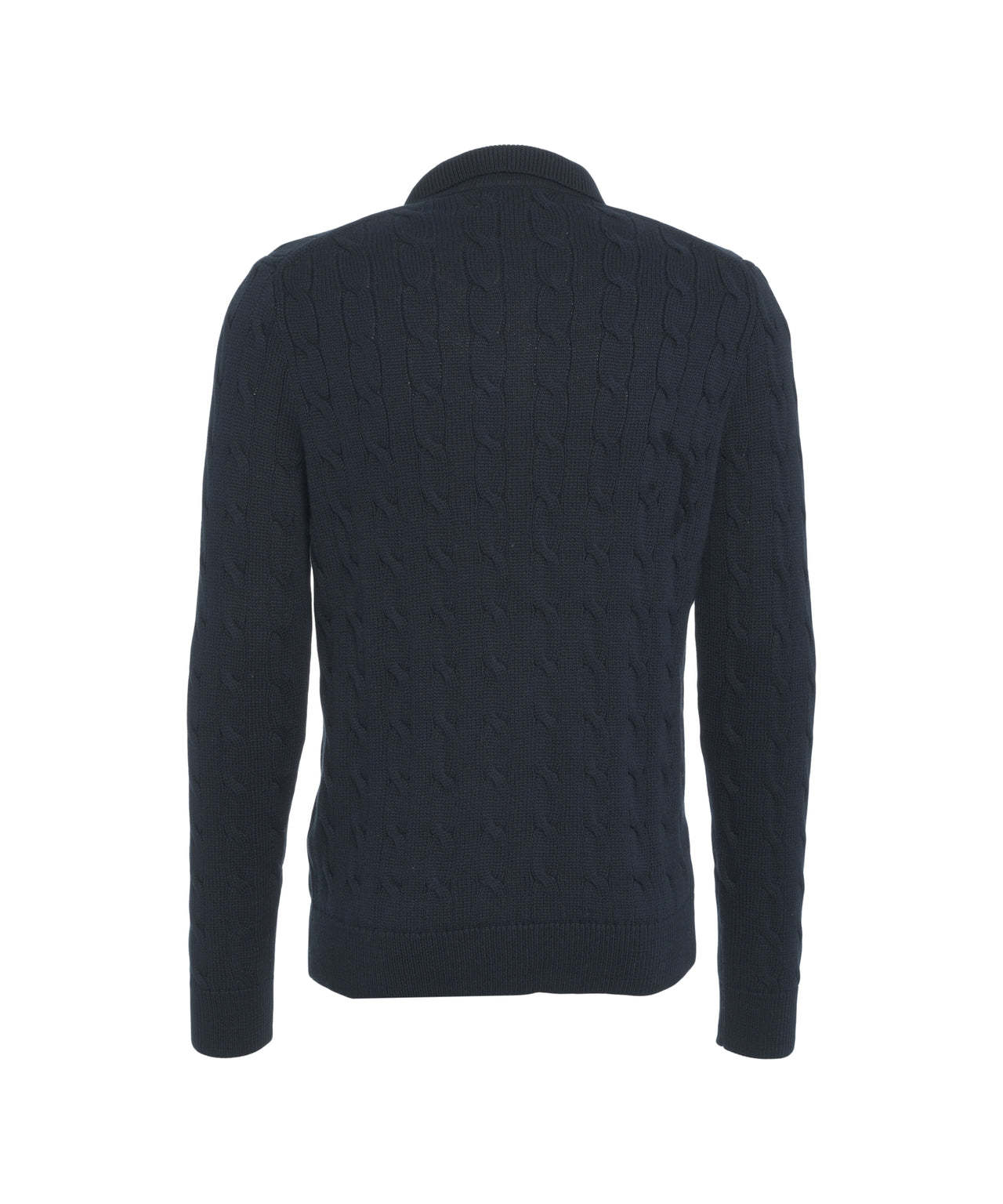 POLO  Classic Cable Knit Cardigan with Embroidered Logo for Men-OSI