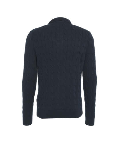 POLO  Classic Cable Knit Cardigan with Embroidered Logo for Men-OSI