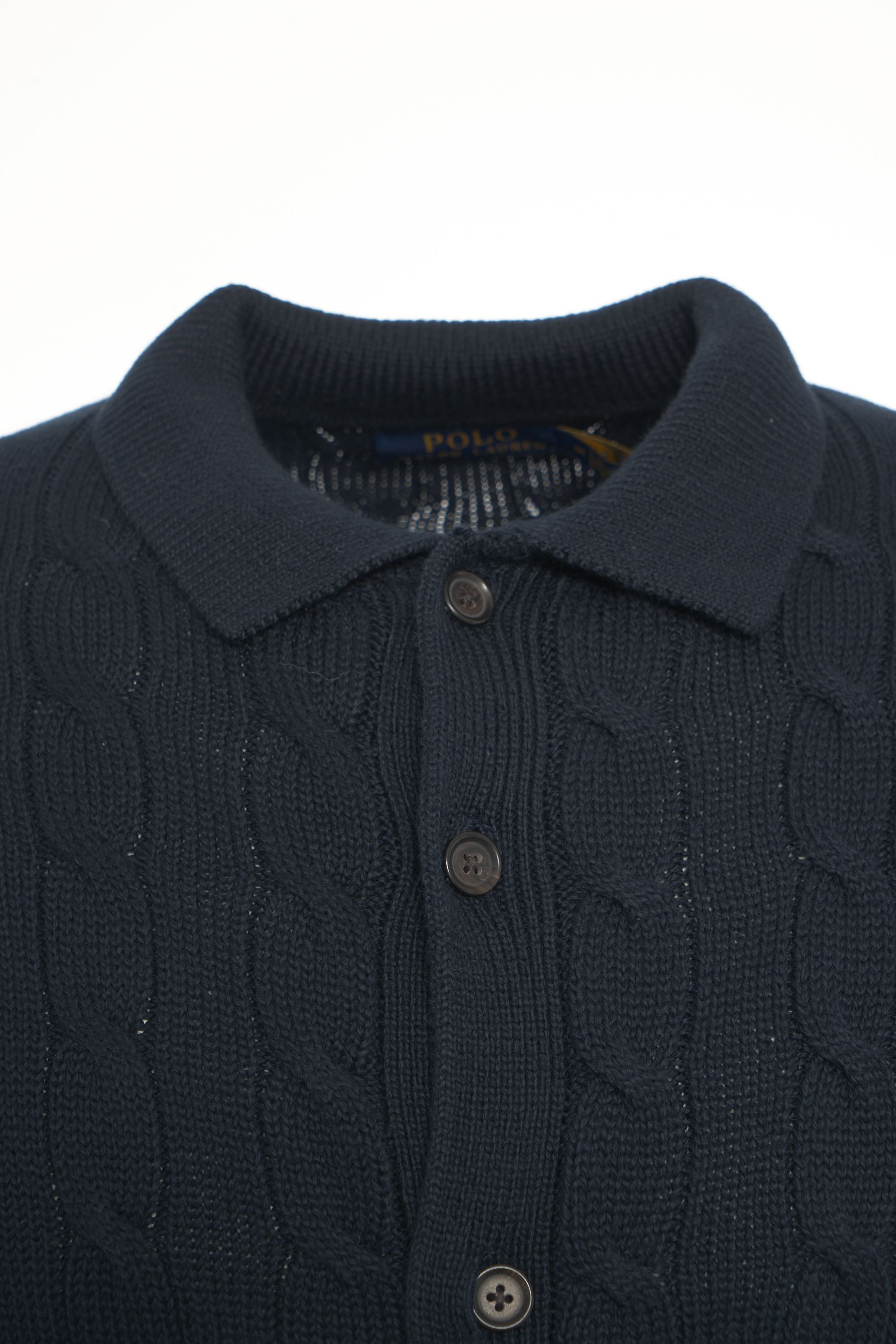 POLO  Classic Cable Knit Cardigan with Embroidered Logo for Men-OSI