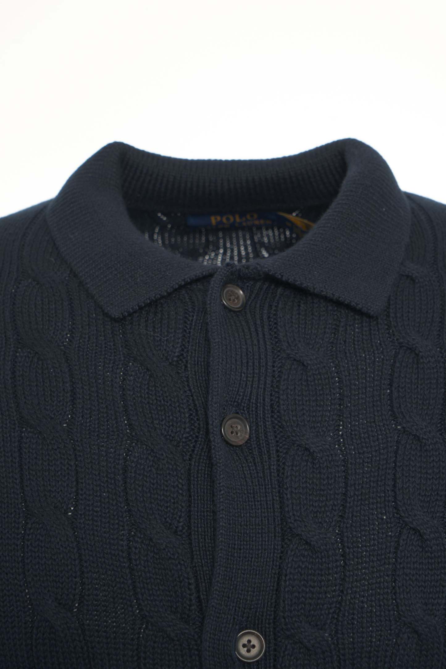 POLO  Classic Cable Knit Cardigan with Embroidered Logo for Men-OSI