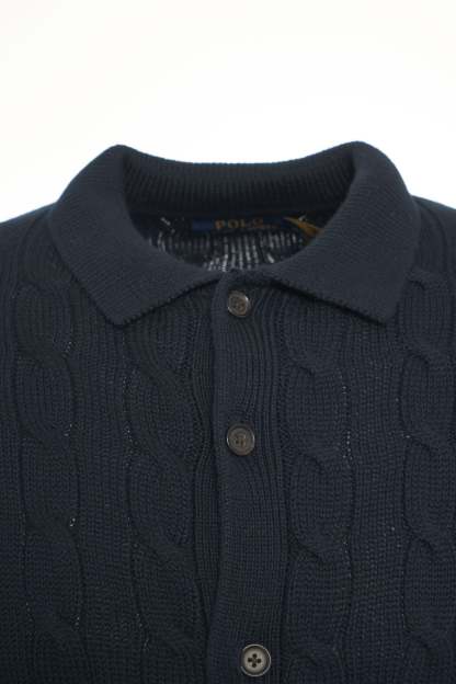 POLO  Classic Cable Knit Cardigan with Embroidered Logo for Men-OSI