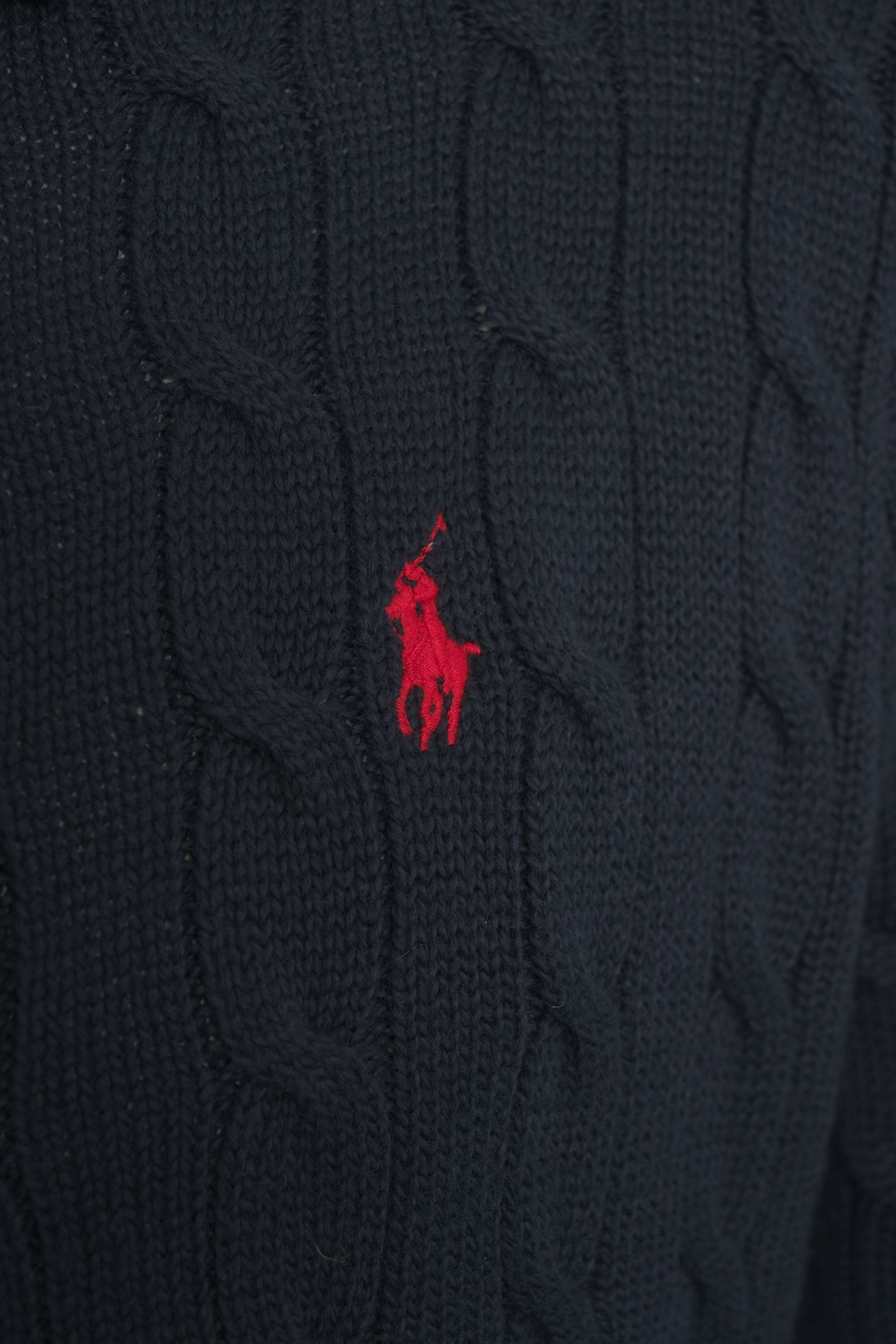 POLO  Classic Cable Knit Cardigan with Embroidered Logo for Men-OSI
