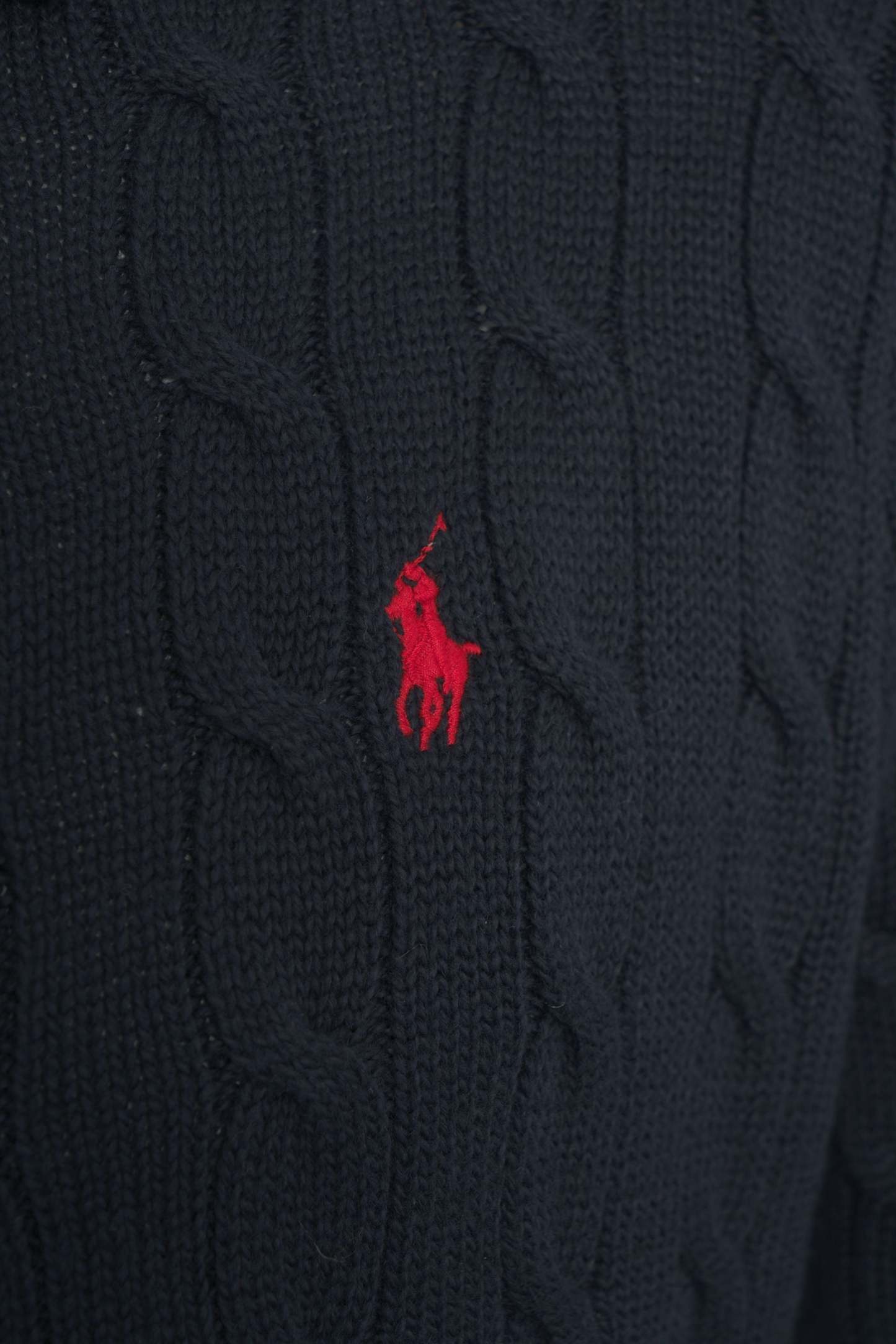 POLO  Classic Cable Knit Cardigan with Embroidered Logo for Men-OSI