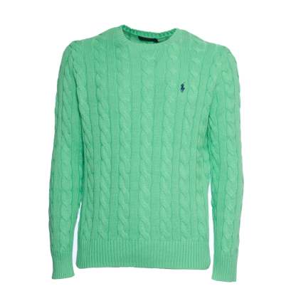 POLO  Cable Knit Sweater with Crew Neck for Men-OSI
