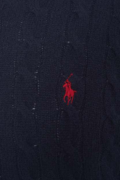 POLO  Classic Cable Knit Pullover Sweater with Logo-OSI