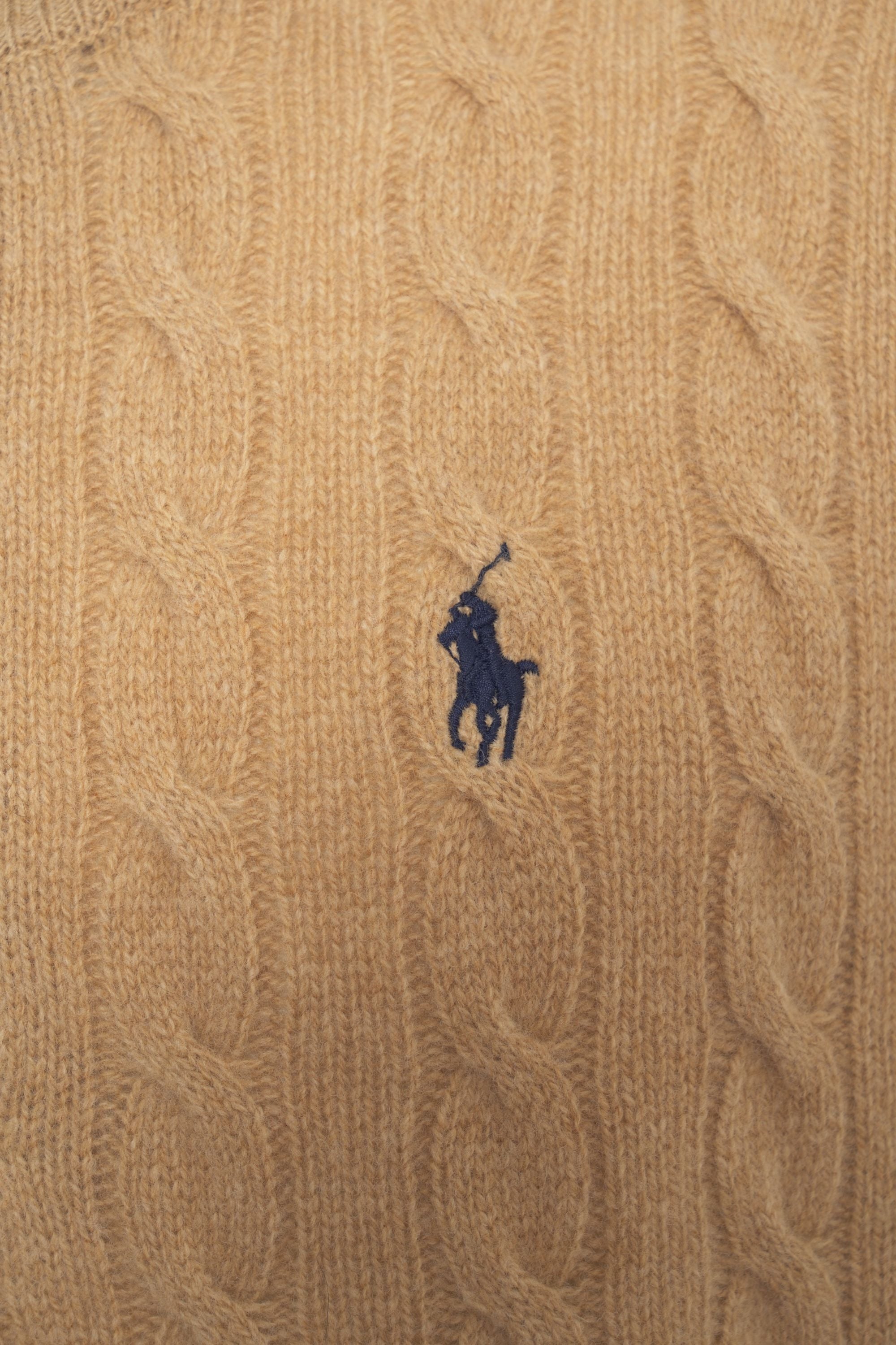 POLO  Men's Cable Knit Pullover with Half-Zip Collar-OSI