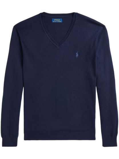 POLO  Men's Luxurious Wool V-Neck Sweater-OSI
