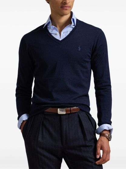POLO  Men's Luxurious Wool V-Neck Sweater-OSI
