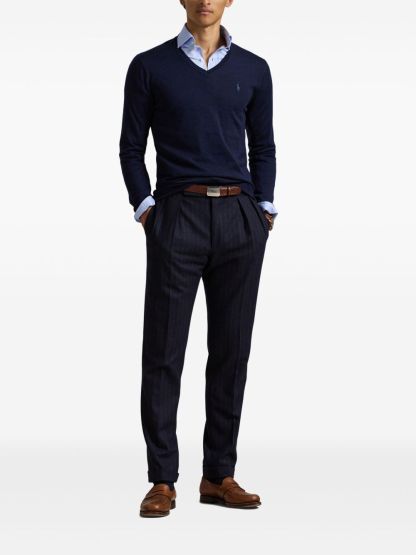POLO  Men's Luxurious Wool V-Neck Sweater-OSI