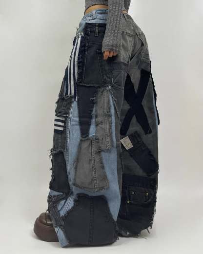 Patchwork custom jeans