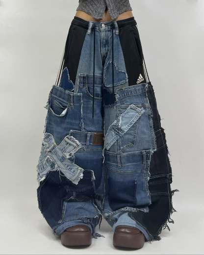 Patchwork custom jeans