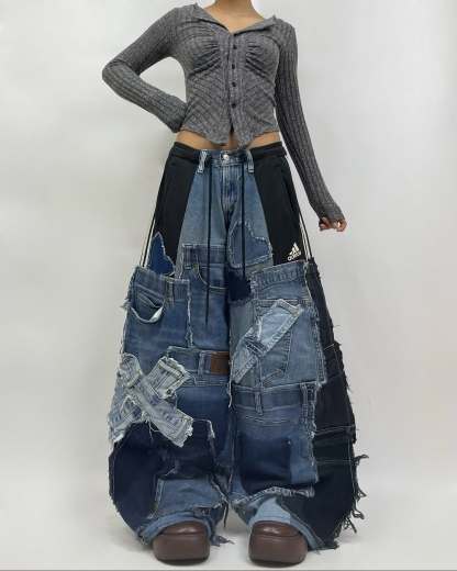 Patchwork custom jeans