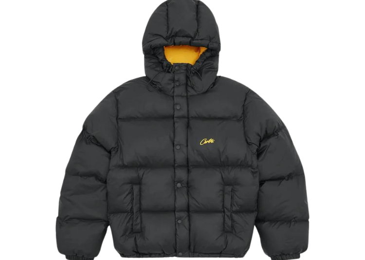 Corteiz Puffer Jacket Black Yellow