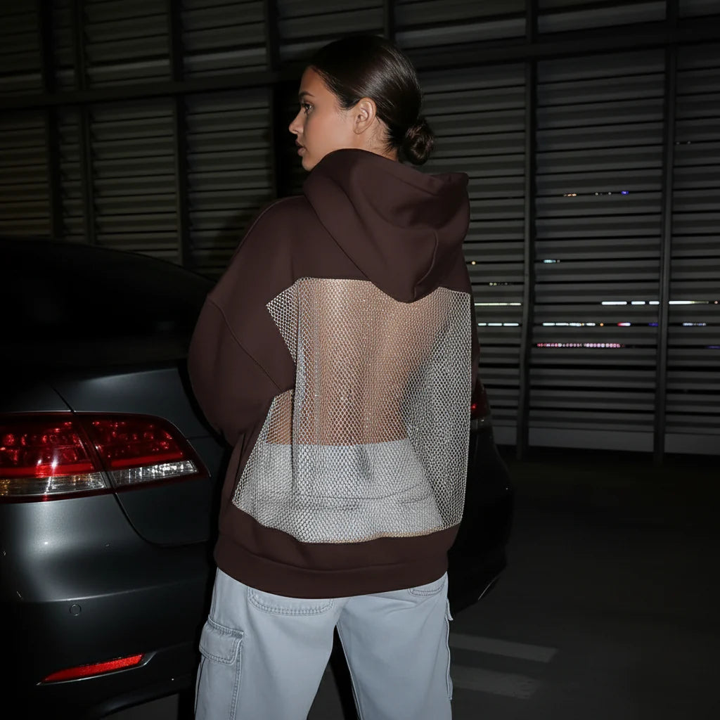 Backstage Crystal-Mesh Hoodie-OSI