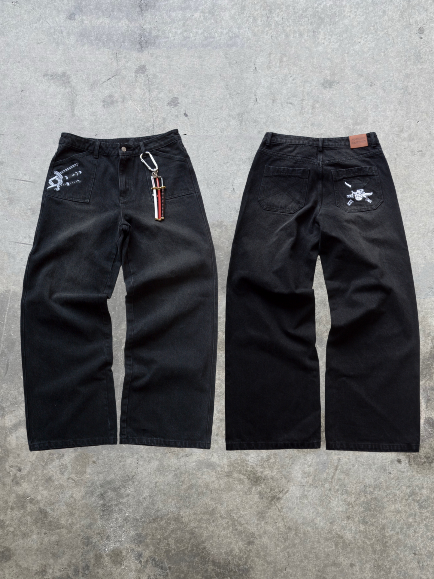 ZORO "NOTHING HAPPENED" JEANS + GIFT KEY-HANGER-OSI