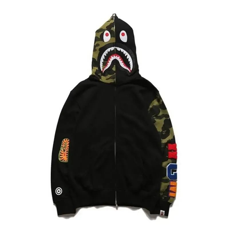 Camouflage  Shark Full Zip Hoodie-OSI