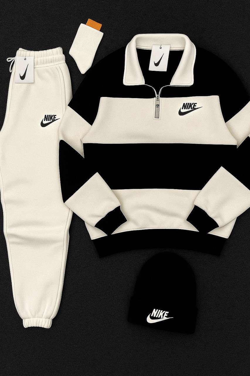 Complete Nk™ Outfit - Zip-up Sweatshirt + Pants + White Sneakers + Socks-OSI