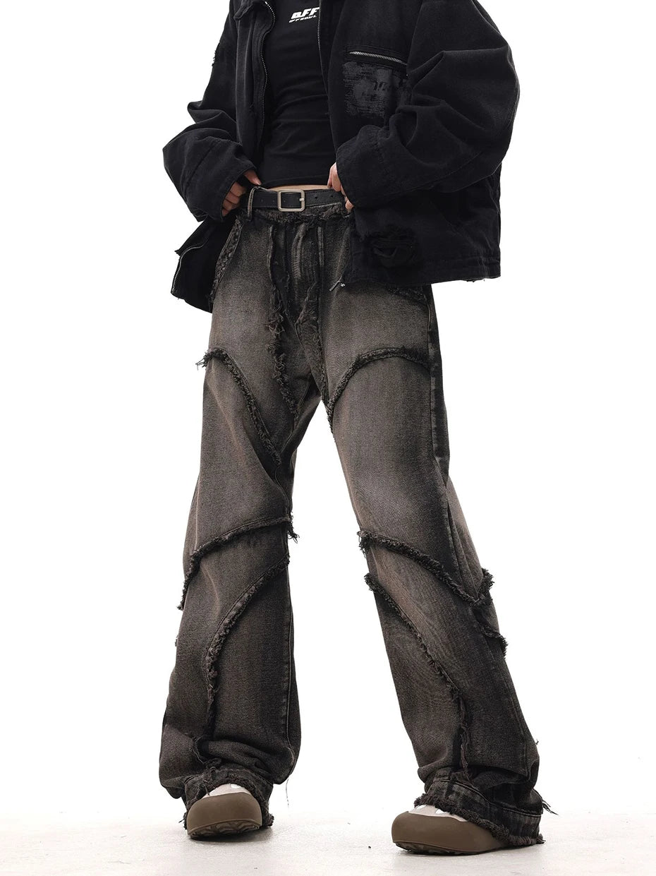 Crisscross Stitch Baggy Jeans-OSI