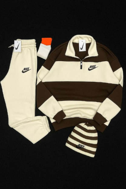 Complete Nk™ Outfit - Zip-up Sweatshirt + Pants + White Sneakers + Socks-OSI