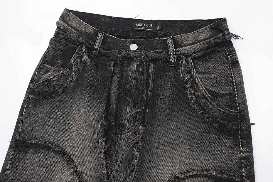 Crisscross Stitch Baggy Jeans-OSI