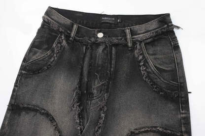 Crisscross Stitch Baggy Jeans-OSI