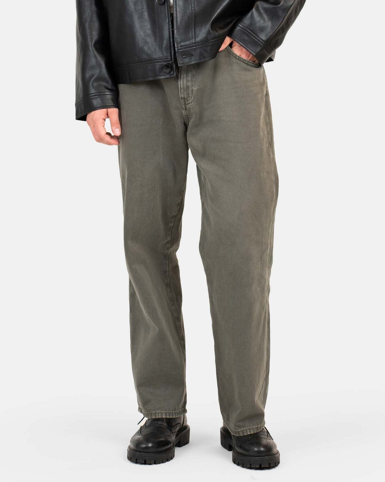 Baggy Denim Jeans Khaki Green-OSI