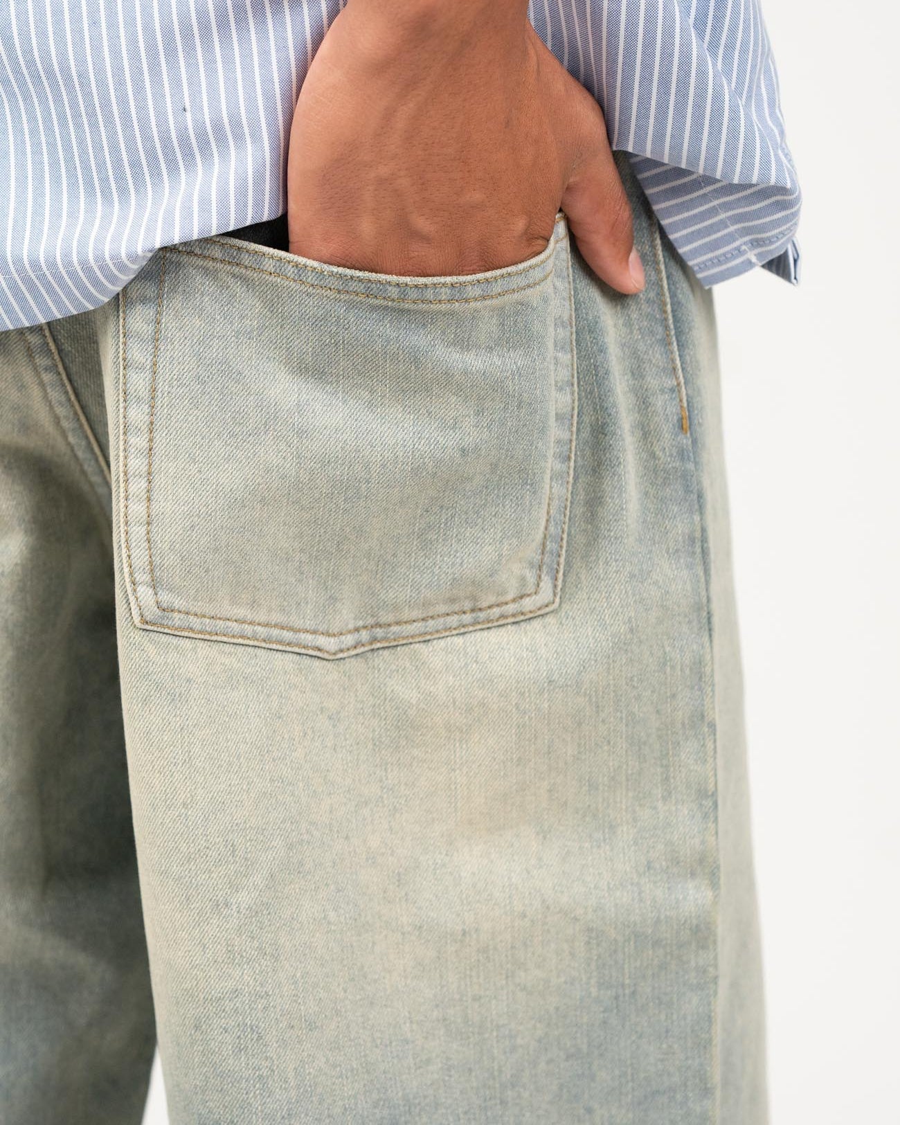 Baggy Denim Jeans Light Blue Vintage Wash-OSI