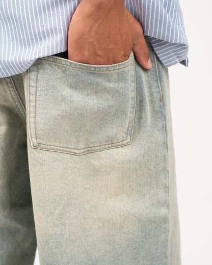 Baggy Denim Jeans Light Blue Vintage Wash-OSI