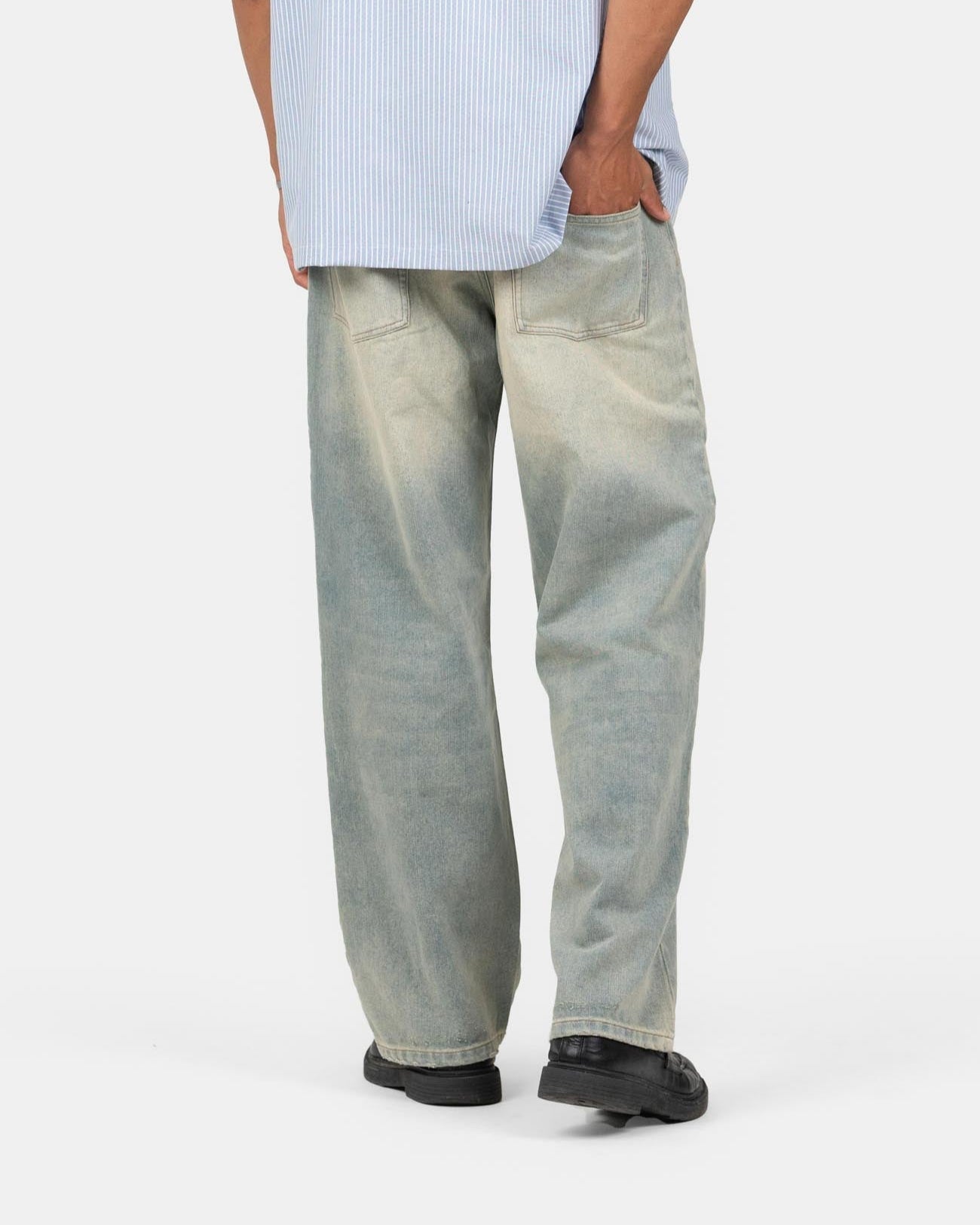 Baggy Denim Jeans Light Blue Vintage Wash-OSI