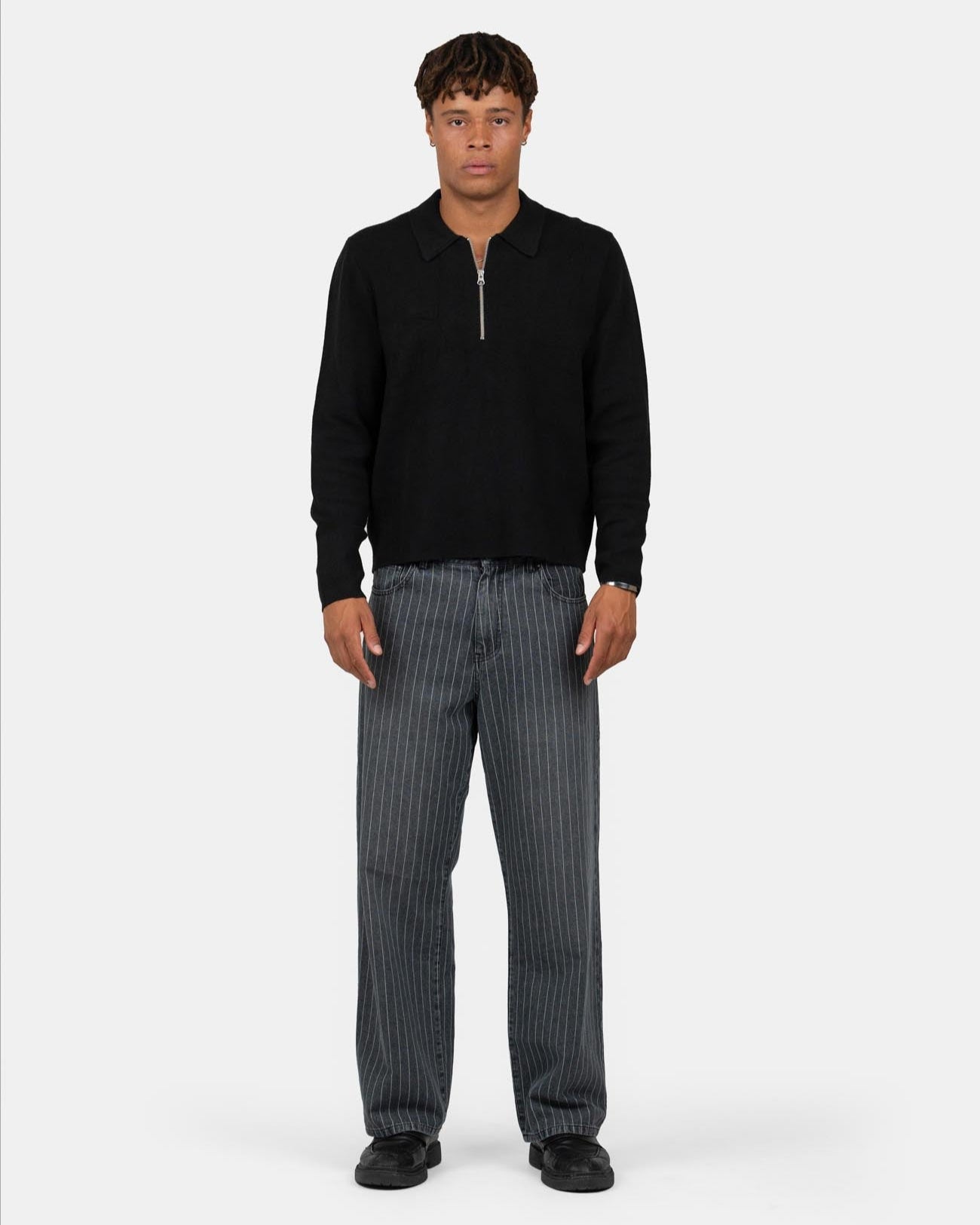 Baggy Denim Jeans Washed Pinstripe-OSI