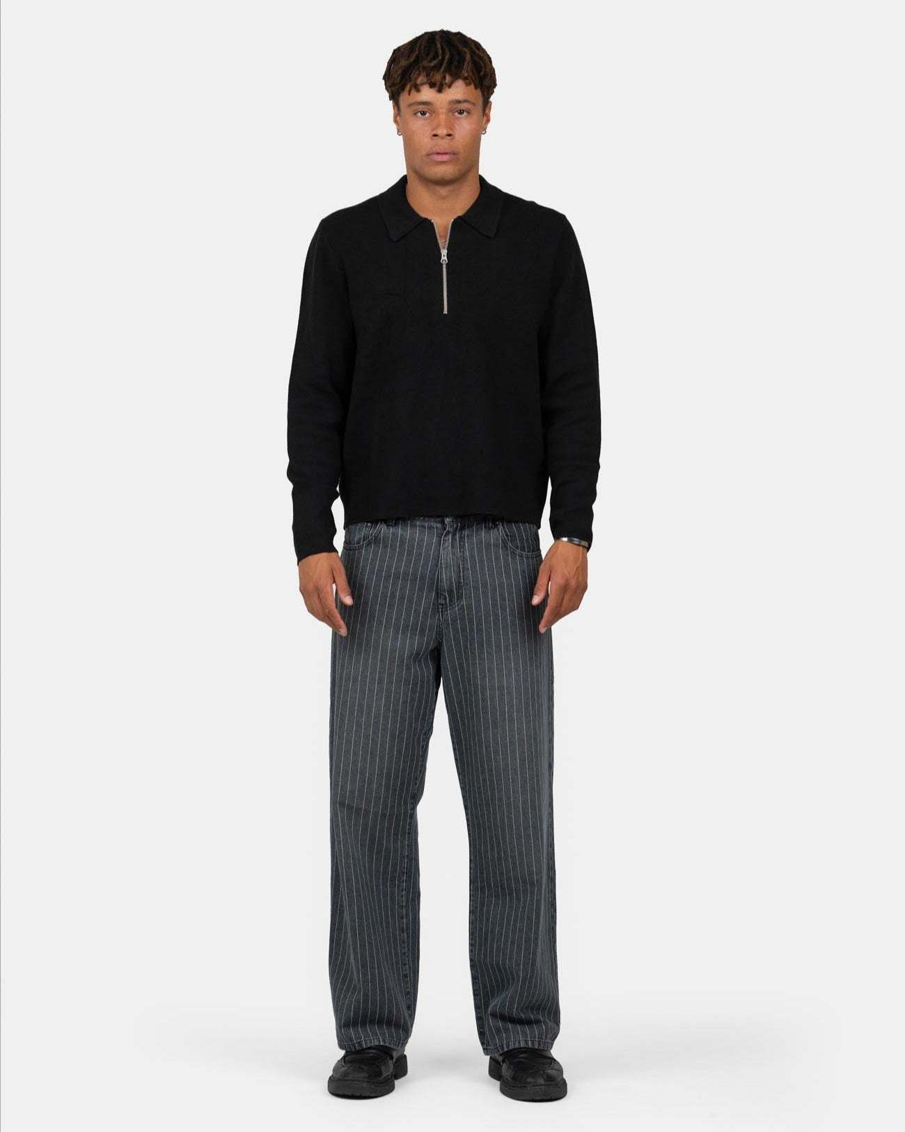 Baggy Denim Jeans Washed Pinstripe-OSI