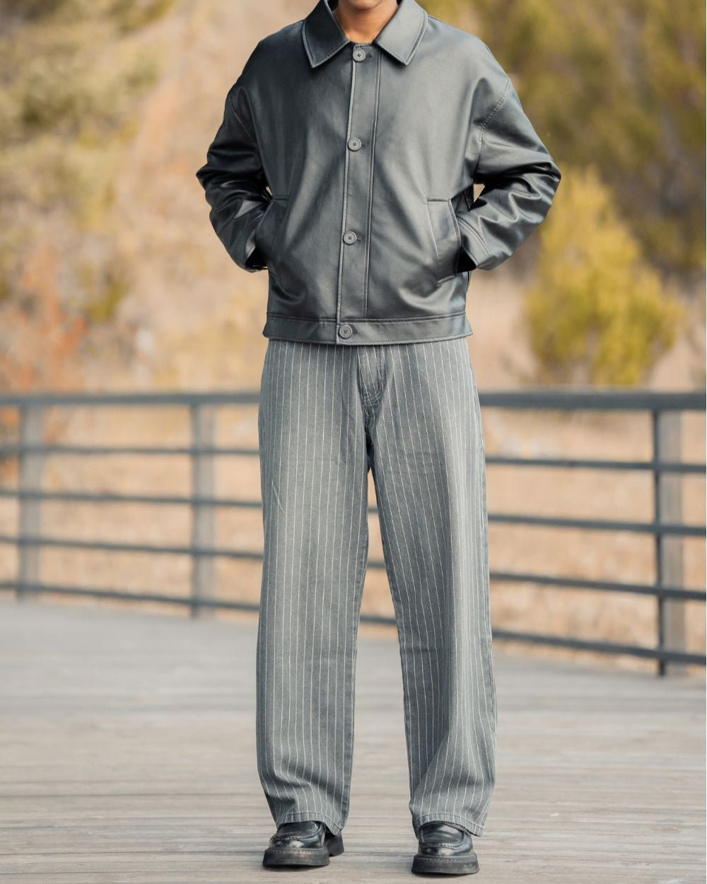 Baggy Denim Jeans Washed Pinstripe-OSI