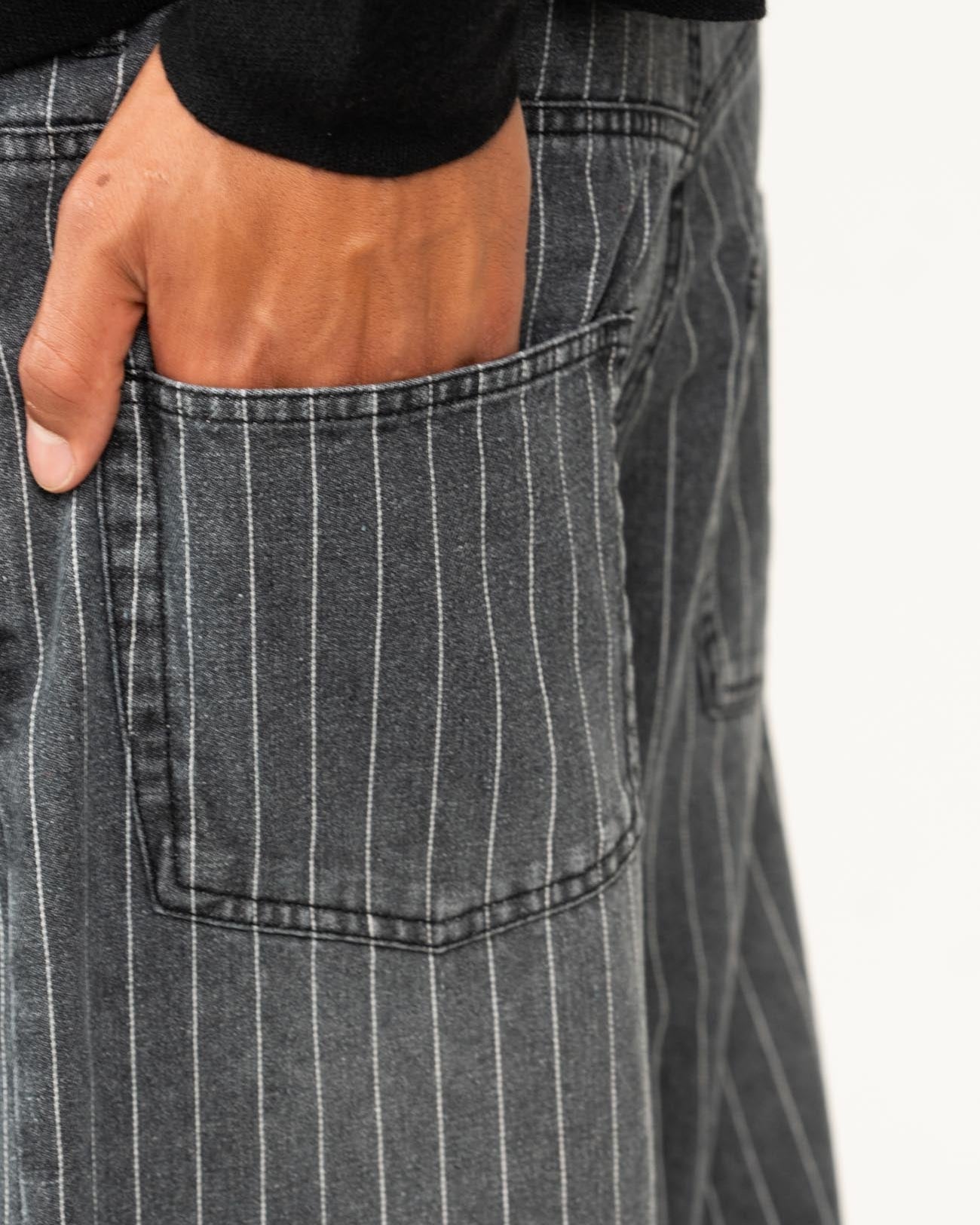 Baggy Denim Jeans Washed Pinstripe-OSI