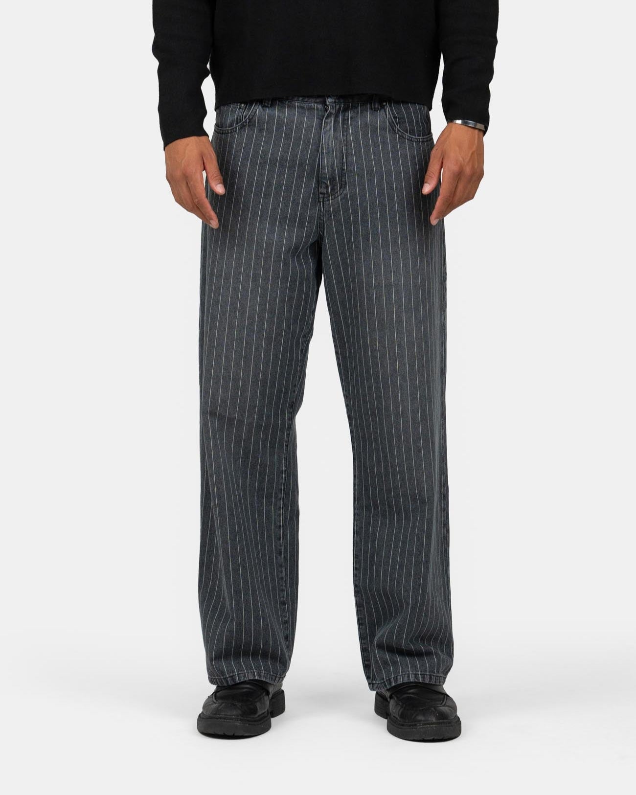 Baggy Denim Jeans Washed Pinstripe-OSI