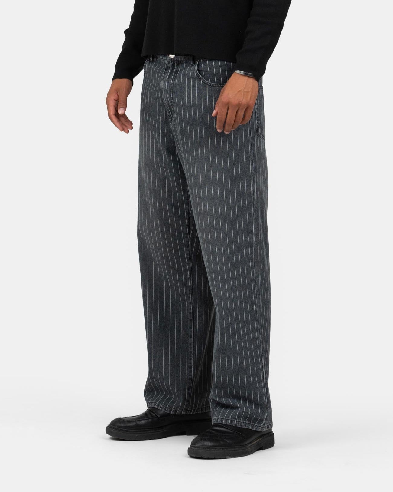 Baggy Denim Jeans Washed Pinstripe-OSI