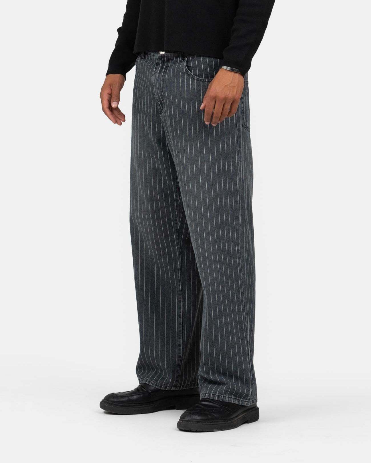 Baggy Denim Jeans Washed Pinstripe-OSI