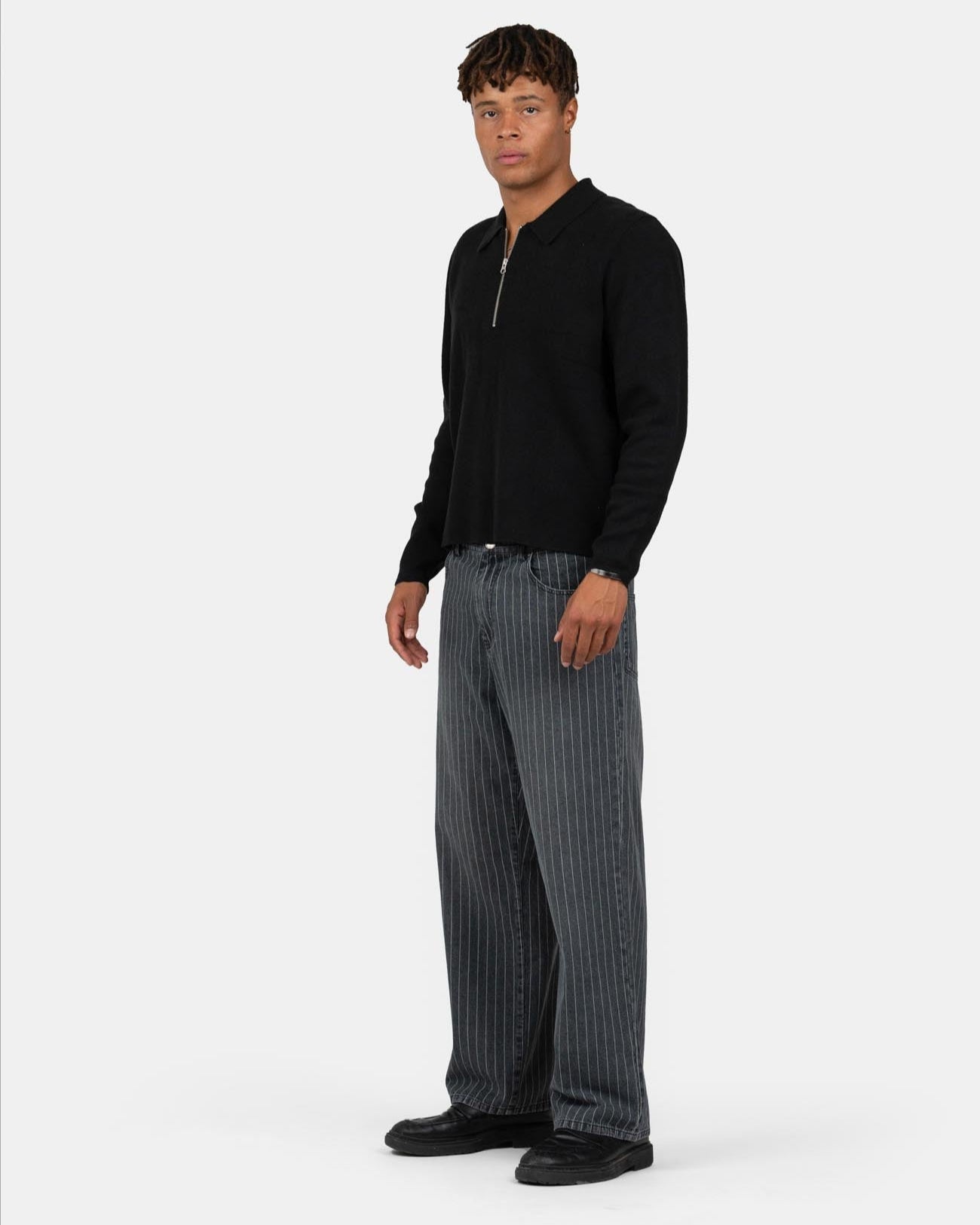Baggy Denim Jeans Washed Pinstripe-OSI