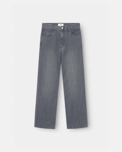 Baggy Denim Jeans Washed Pinstripe-OSI