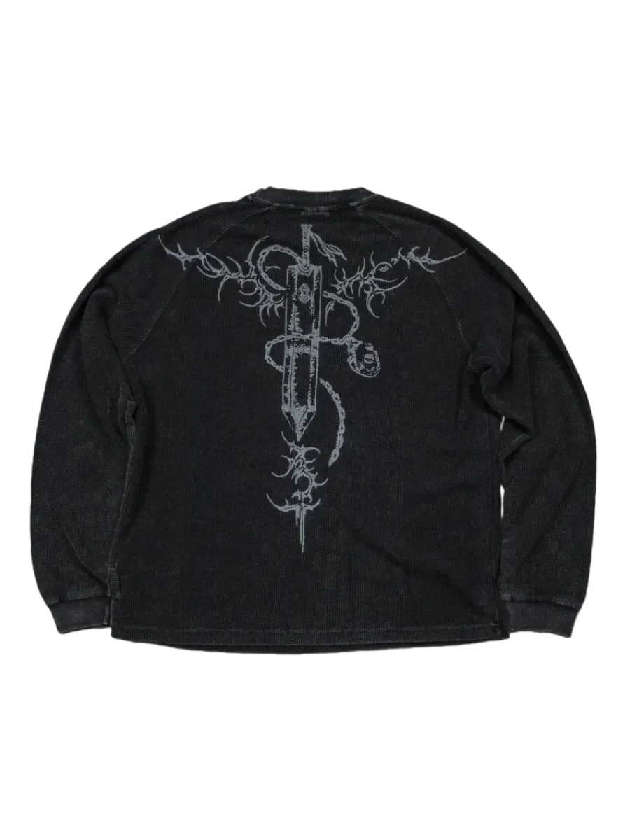 BLACK SWORDSMAN WAFFLE LONG SLEEVE-OSI
