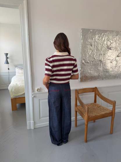 Astrid pants with details - Navy/red-OSI