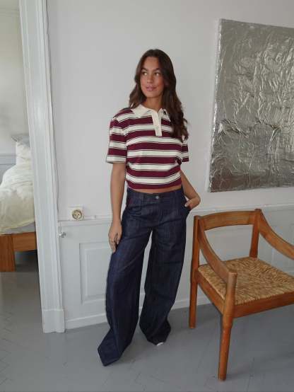 Astrid pants with details - Navy/red-OSI