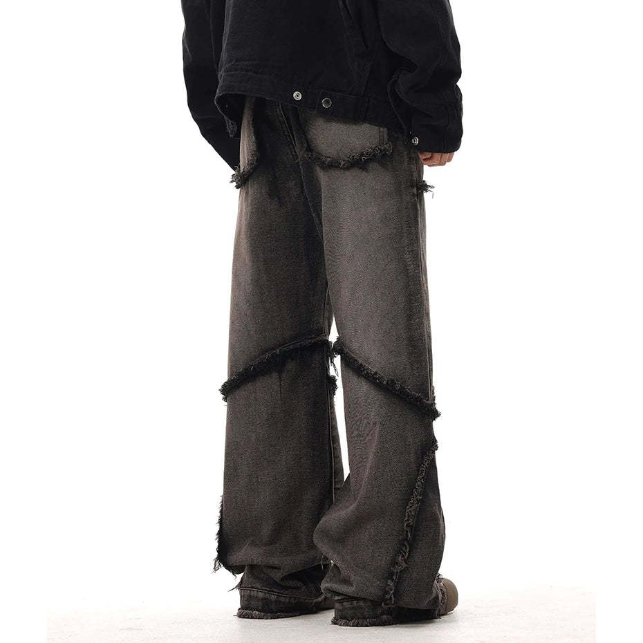 Crisscross Stitch Baggy Jeans-OSI