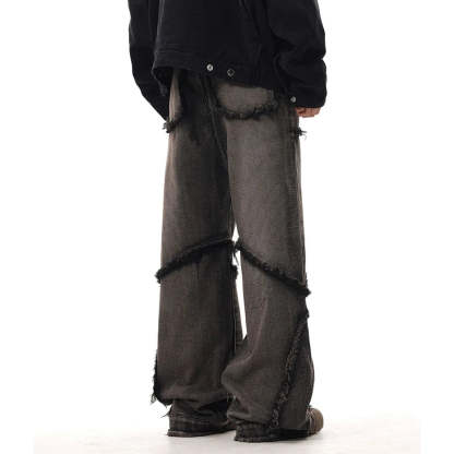 Crisscross Stitch Baggy Jeans-OSI